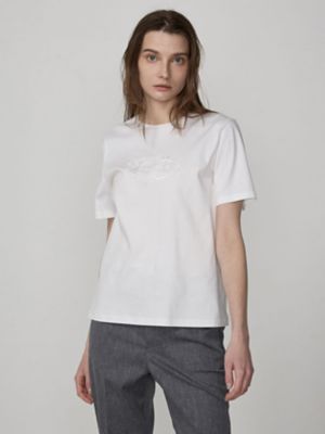 ＜Aquascutum (Women)＞ボタニカル刺繍　スムースＴシャツ（５００４２７００３５）