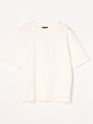＜Aquascutum (Women)＞クレスト刺繍５分袖Ｔシャツ（５００４２７００５３）