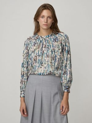 Aquascutum (Women)/アクアスキュータム カリグラフィープリントブラウス(5004420062)