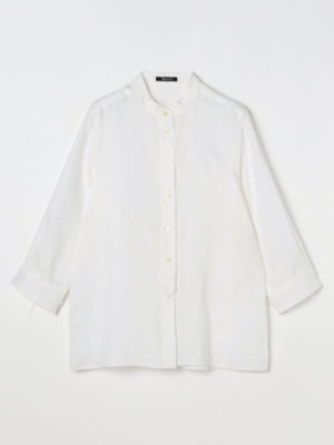 ＜Aquascutum (Women)＞スタンドカラーリネンシャツ（５００４４２００７７）