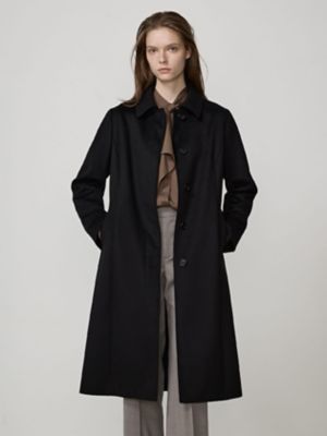 ＜Aquascutum (Women)＞ブラックカシミヤ　ステンカラーコート（５００４４５００５０）