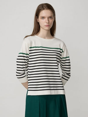 ＜Aquascutum (Women)＞ボーダーニット（５００４４６０００７）