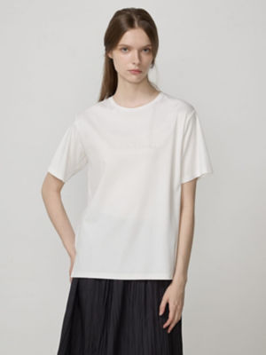 ＜Aquascutum (Women)＞ロゴ刺繍スムース　Ｔシャツ（５００４４７０００７）