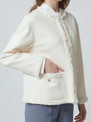 アクアスキュータム Aquascutum ノーカラー ジャケット ツイード AQUA SCUTUM - AQUASCUTUM ノーカラージャケット 10(M位