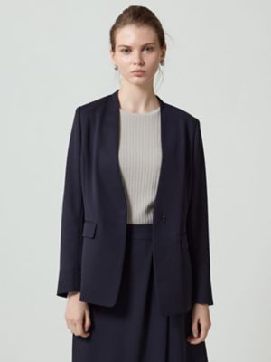 Aquascutum (Women)/アクアスキュータム ストレッチツイルノーカラージャケット(5005204120) 39_ネービーブルー コート・ジャケット【三越伊勢丹/公式】