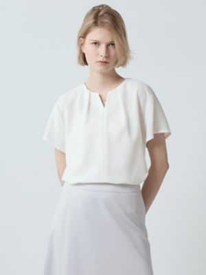＜Aquascutum (Women)＞【セットアップ対応】強撚ポリエステル　デザインブラウス（５００５２２００３７）