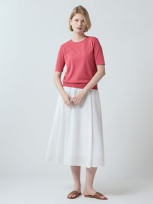 エブール　シルクシアー　フレアスカート 送料無料 ebure エブール シアーシルクコットン タックフレア