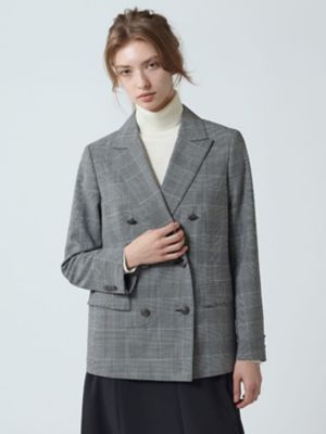 ウェルコ　2way チェック　ジャケット　ウール、リネン 85192253-
