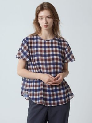 Aquascutum (Women)/アクアスキュータム ドレーピークラブチェックプリントブラウス(5005420011)