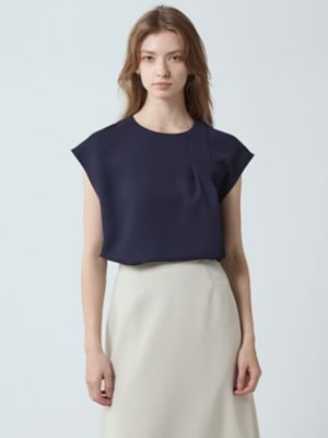 Aquascutum (Women)/アクアスキュータム ダブルクロス アシメタックブラウス(5005420017) 39_ネービーブルー トップス【三越伊勢丹/公式】