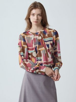 ＜Aquascutum (Women)＞【セットアップ対応】アブストラクトプリントブラウス（５００５４２００２３）