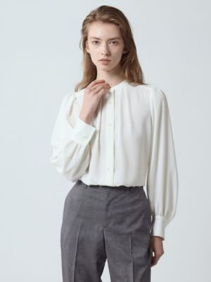 ＜Aquascutum (Women)＞ギャザーパフスリーブブラウス（５００５４２００３８）