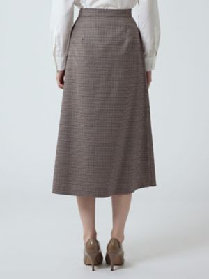 アクアスキュータム★クラブチェック総柄 ノーカラースカートスーツ ロングスカート クラブチェックサキソニー スカート