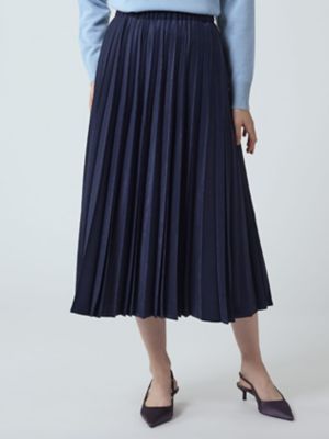Aquascutum (Women)/アクアスキュータム スエードプリーツスカート(5005430062) 39_ネービーブルー ロングスカート【三越伊勢丹/公式】
