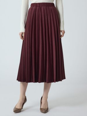 Aquascutum (Women)/アクアスキュータム スエードプリーツスカート(5005430062) 79_ワイン ロングスカート【三越伊勢丹/公式】