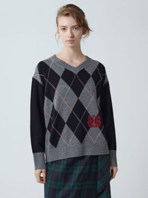 ＜Aquascutum (Women)＞カシミヤ混アーガイルニット（５００５４６００２５）