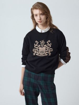 【新品】高級Aquascutum セーター カシミヤ100% 赤 L AR53 クレスト インターシャニット