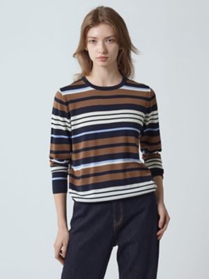 ＜Aquascutum (Women)＞【アンサンブル対応】Ｓｕｐｅｒ１４０’ｓニット　ボーダープルオーバー（５００５４６０１１４）