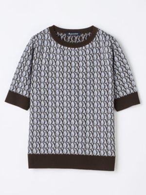 ＜Aquascutum (Women)＞【アンサンブル対応】ＡＱジャカード半袖ニット（５００５４６０１１８）