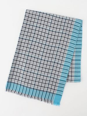 ウールシルクカシミヤ チェックストール（5005490008