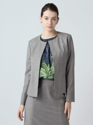 ＜Aquascutum (Women)＞【セットアップ対応】サマーウールノーカラージャケット（５００６２０４１１６）