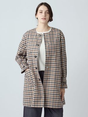 リバークラブチェックノーカラーコート（5006250111