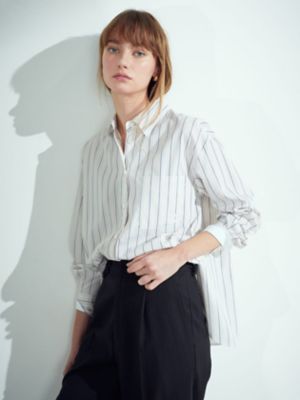 ＜Aquascutum WHITELABEL＞超長綿ストライプシャツ（５０２３２２００５０）
