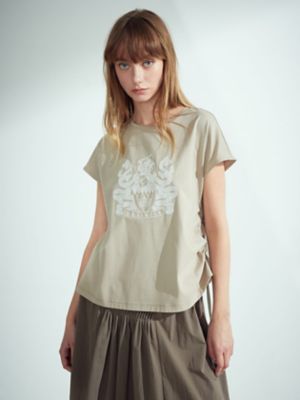 サイドギャザー　刺繍Ｔシャツ（５０２３２７００２１）