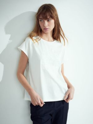 サイドギャザー　刺繍Ｔシャツ（５０２３２７００２１）
