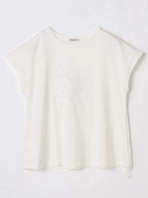 サイドギャザー　刺繍Ｔシャツ（５０２３２７００２１）