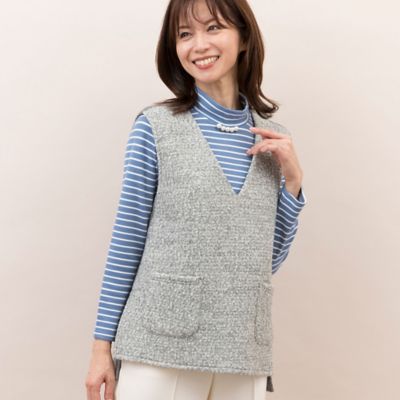 ＜LOBJIE (Women)＞ループニットＶネックベスト（１２００１４０１）