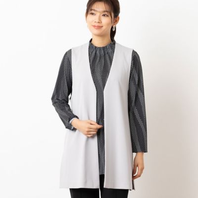 ＜LOBJIE (Women)＞【洗える・セットアップ可能】Ｖネックロングジレ（１２００１５３１）