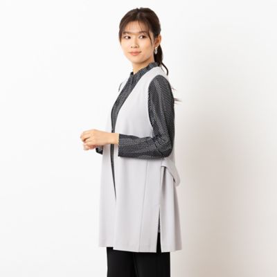 洗える・セットアップ可能】Vネックロングジレ（12001531