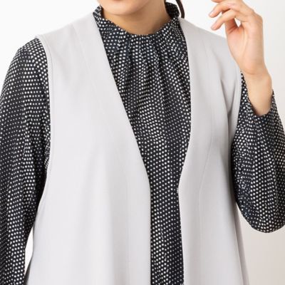 洗える・セットアップ可能】Vネックロングジレ（12001531