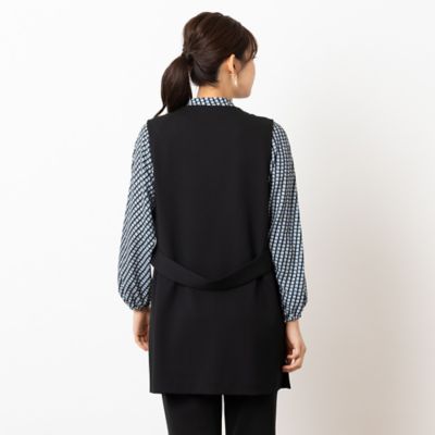 洗える・セットアップ可能】Vネックロングジレ（12001531