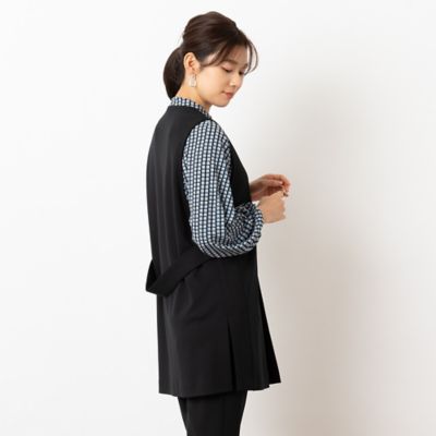 洗える・セットアップ可能】Vネックロングジレ（12001531