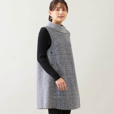 洗える】ロールカラーチュニックベスト（12001611） | LOBJIE