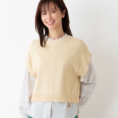 ＜LOBJIE (Women)＞鹿の子編みニットベスト（１２００２４０１）