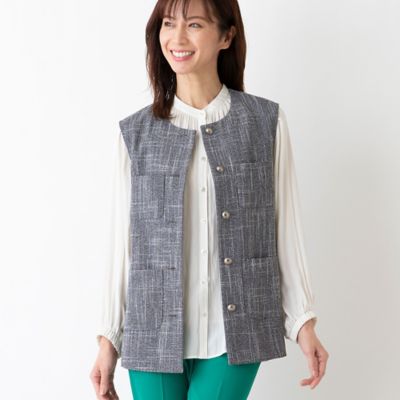 ＜LOBJIE (Women)＞チャンキーツイードベスト（１２００２４０２）