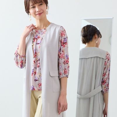 ＜LOBJIE (Women)＞バックチュールロングベスト（１２００２４１１）