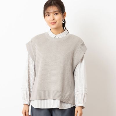＜LOBJIE (Women)＞クルーネック　コットンニットベスト（１２００２５０１）