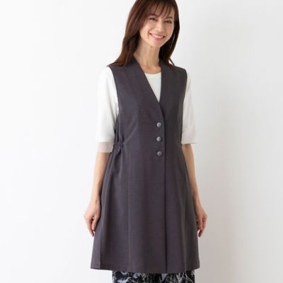 ＜LOBJIE (Women)＞バックギャザー　ロングベスト（１２００３４０１）