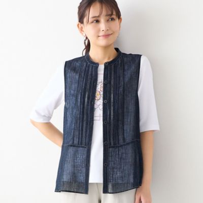 ＜LOBJIE (Women)＞【洗える】デニム柄シアーベスト（１２００３６２２）