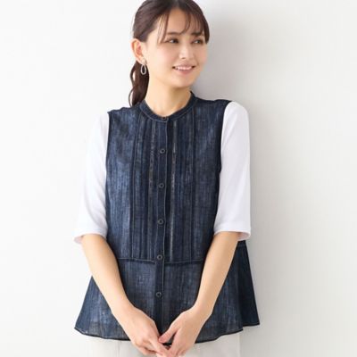 洗える】デニム柄シアーベスト（12003622） | LOBJIE (Women