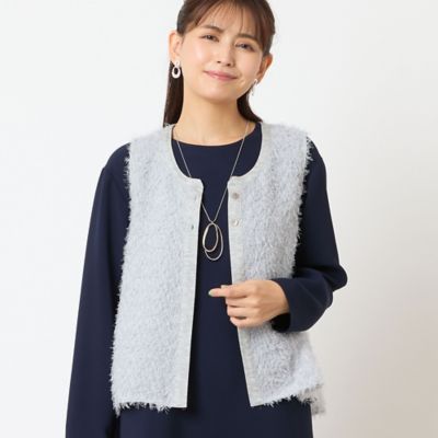 ＜LOBJIE (Women)＞【洗える・日本製】シアーカットジャカードベスト（１２００５５３２）