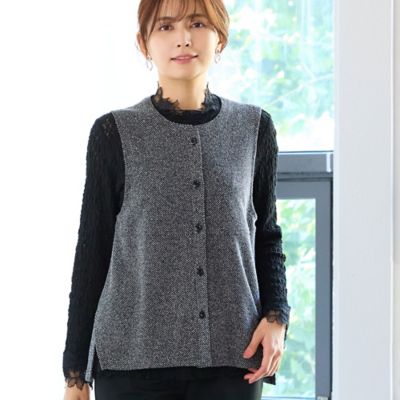 ツイードライクノーカラーベスト（12005642） | LOBJIE (Women