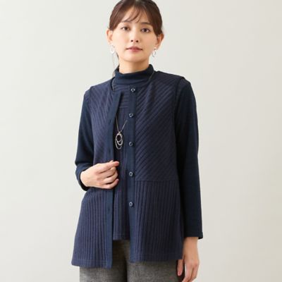 ＜LOBJIE (Women)＞【洗える・アンサンブル可】起毛リブベスト（１２００６５５１）