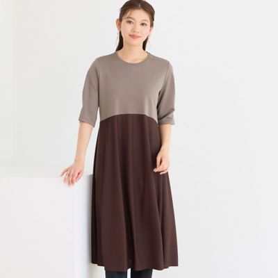 【洗える・接触冷感・一部店舗限定】異素材フレアワンピース（１２０１３５１１）