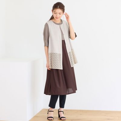 【洗える・接触冷感・一部店舗限定】異素材フレアワンピース（１２０１３５１１）