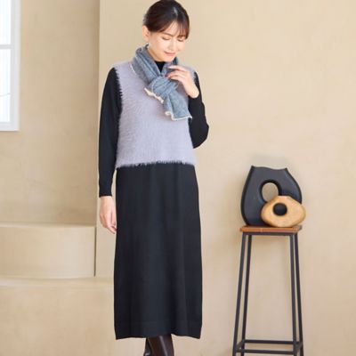 ＜LOBJIE (Women)＞【アンサンブルアイテム】ベストつきニットワンピース（１２０１６５４１）